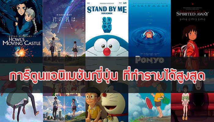 ภาพยนตร์ การ์ตูนแอนิเมชัน ประเทศญี่ปุ่น ที่ทำรายได้สูงสุด
