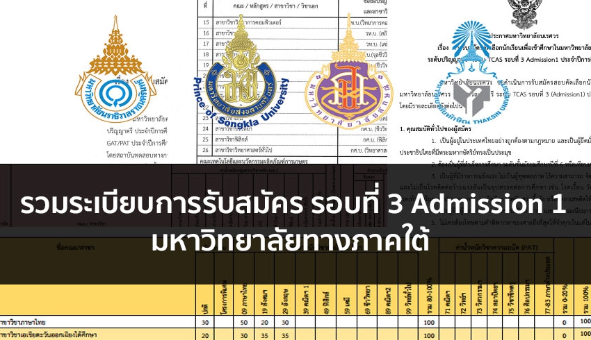 ภาคใต้ ระเบียบการ รอบ 3 ปี 63