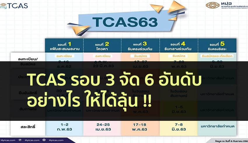 tcas จัดอันดับรอบ 3