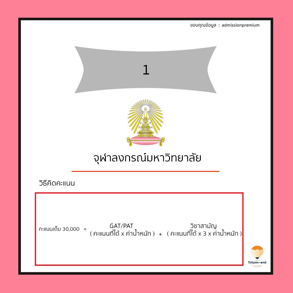 คำนวณคะแนน จุฬา 3